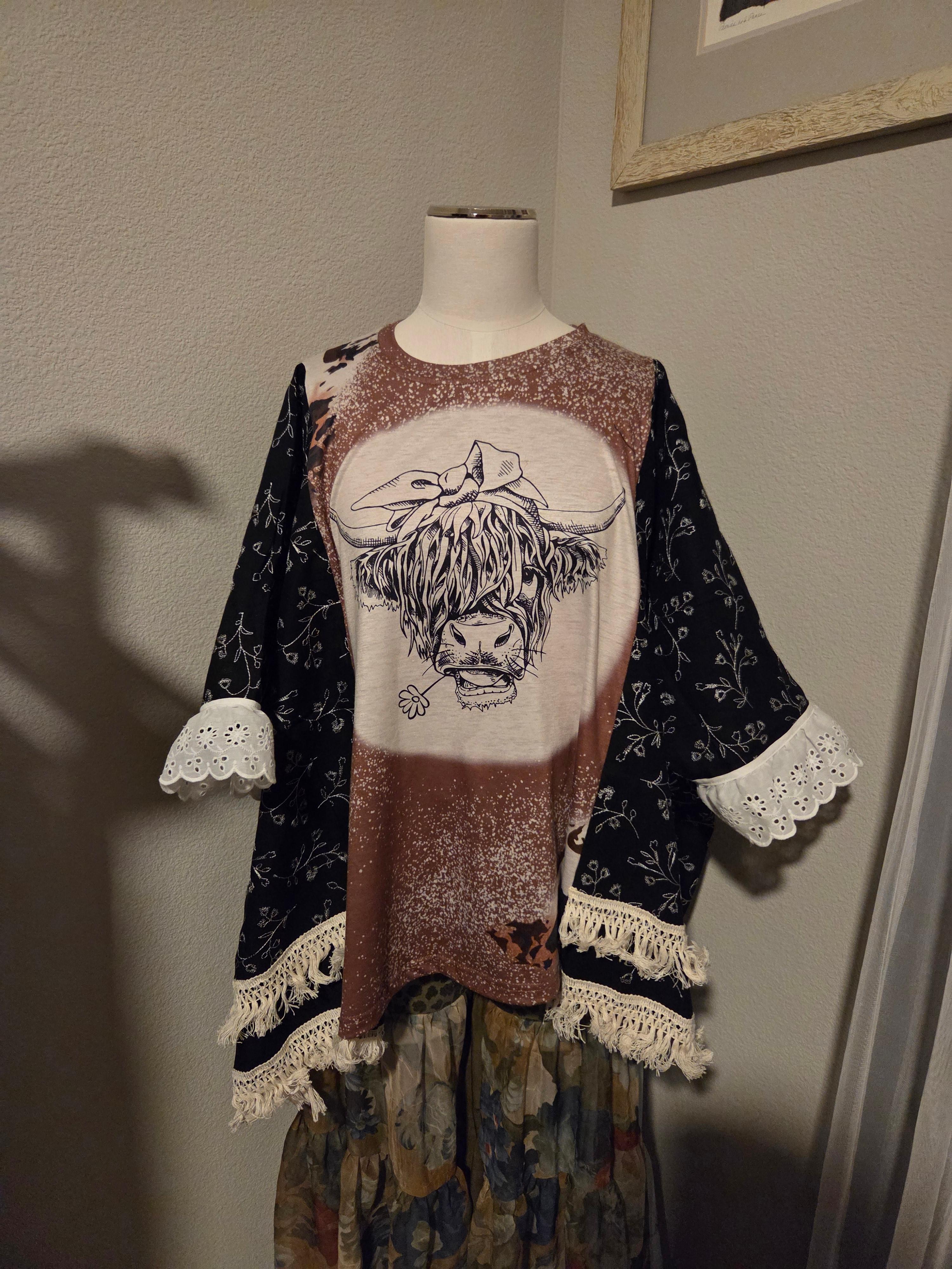 13. Highland Cow and Cheetah Print Shirt
